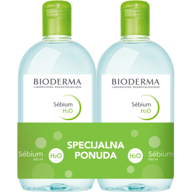 BIODERMA SEBIUM H20 MICELARNI RASTVOR ZA MEŠOVITU KOŽU PROMO 2x500ML