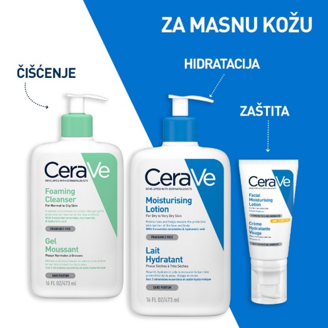 CERAVE PENUŠAVI GEL ZA ČIŠĆENJE ZA NORMALNU DO MASNU KOŽU 1000ML