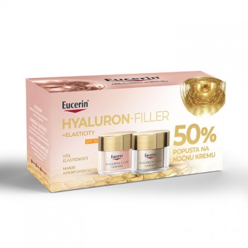 EUCERIN BOX HYALURON FILLER + ELASTICITY  DNEVNA KREMA SPF30 ROSE 50ML + HYALURON FILLER + ELASTICITY NOĆNA KREMA 50ML -50%