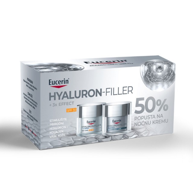 EUCERIN BOX HYALURON-FILLER DNEVNA KREMA SPF30 50ML + HYALURON FILLER NOĆNA KREMA 50ML -50%