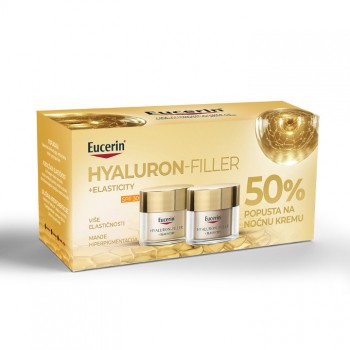 EUCERIN BOX HYALURON FILLER + ELASTICITY  DNEVNA KREMA SPF30 50ML + EUCERIN HYALURON FILLER + ELASTICITY NOĆNA KREMA 50ML -50%