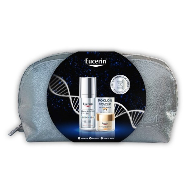 EUCERIN BOX HYALURON FILLER EPIGENETIC SERUM 30ML + HYALURON FILLER + ELASTICITY DNEVNA KREMA SPF30 20ML
