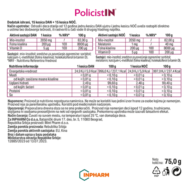 POLICISTIN KESICE 15+15 - Vitamini i minerali POLICISTIN KESICE 15+15