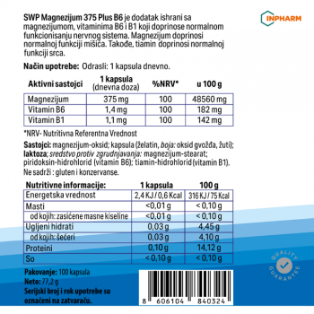 MAGNEZIJUM 375 PLUS B6 KAPSULE A100