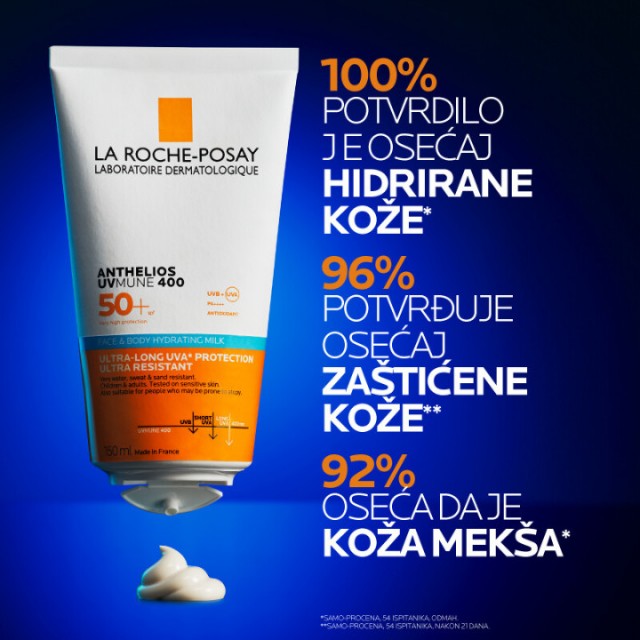 LA ROCHE-POSAY ANTHELIOS HIDRATANTNO MLEKO ZA ZAŠTITU OD SUNCA ZA LICE I TELO SPF 50+ 150 ML