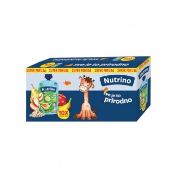 NUTRINO VOĆNI PIRE - JABUKA, KRUŠKA I BANANA SA ŽITARICAMA 100G MULTI PAKOVANJE 6+4 GRATIS