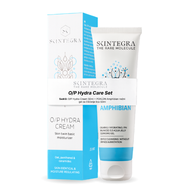 SKINTEGRA O/P HYDRA  KREMA 50ML + AMPHIBIAN GEL ZA ČIŠĆENJE LICA  50ML