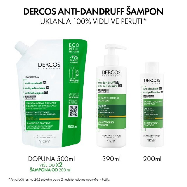 VICHY DERCOS ANTI-DANDRUFF ŠAMPON PROTIV PERUTI ZA SUVU KOSU 200ML