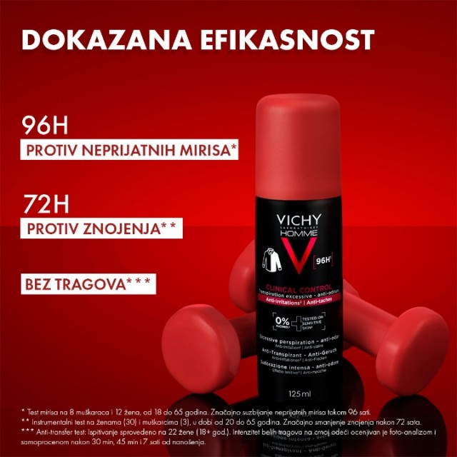 VICHY HOMME CLINICAL CONTROL ANTIPERSPIRANT SPREJ PROTIV ZNOJENJA 125ml