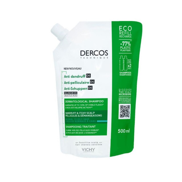 VICHY DERCOS ANTI-DANDRUFF ŠAMPON PROTIV PERUTI ZA NORMALNU DO MASNU KOSU 500 ML  REFILL