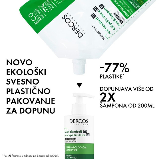 VICHY DERCOS ANTI-DANDRUFF ŠAMPON PROTIV PERUTI ZA NORMALNU DO MASNU KOSU 500 ML  REFILL
