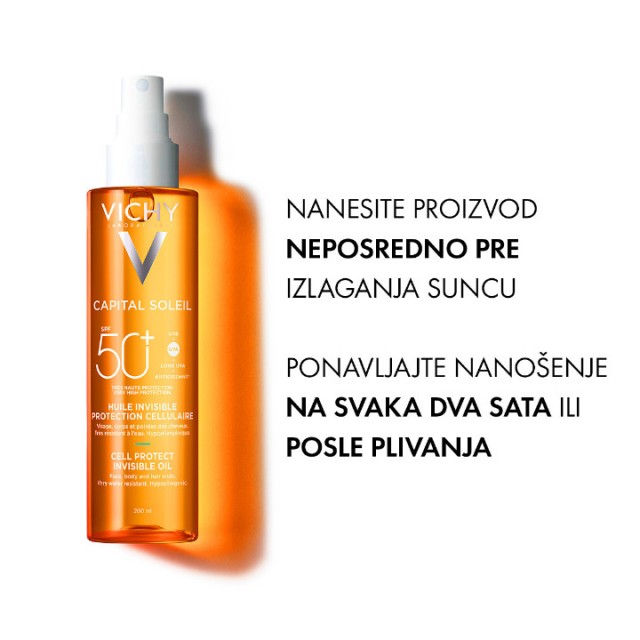 VICHY CAPITAL SOLEIL CELL PROTECT ZAŠTITNO ULJE ZA LICE, TELO I VRHOVE KOSE SPF50+ 200ML