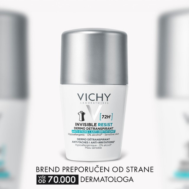 VICHY DEODORANT ROLL-ON INVISIBLE PROTECT DERMO ANTI-PERSPIRANT 72H 50ML