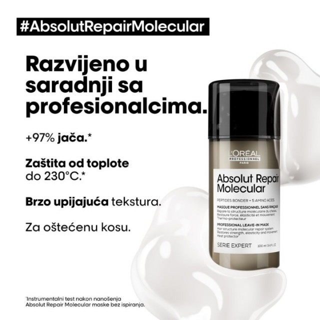 LOREAL PROFESSIONNEL SERIE EXPERT ABSOLUT REPAIR MOLECULAR MASKA ZA KOSU BEZ ISPIRANJA 100ML