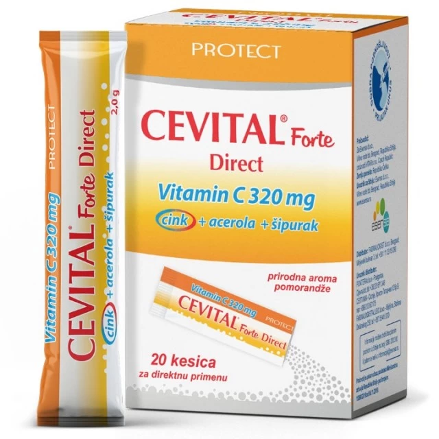 CEVITAL FORTE DIRECT ORODISPERZIBILNE GRANULE 320MG VITAMINA C SA ZN 20 KESICA