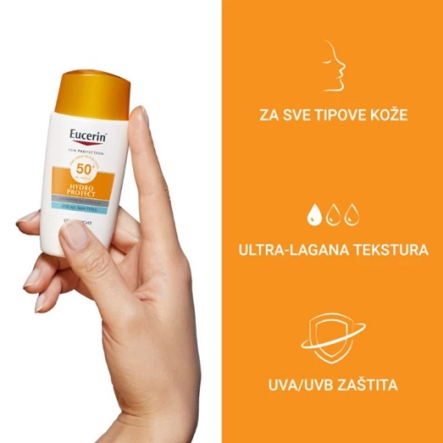 EUCERIN SUN HYDRO-PROTECT ULTRALAGANI FLUID ZA ZAŠTITU LICA OD SUNCA SPF 50+ 50 ML
