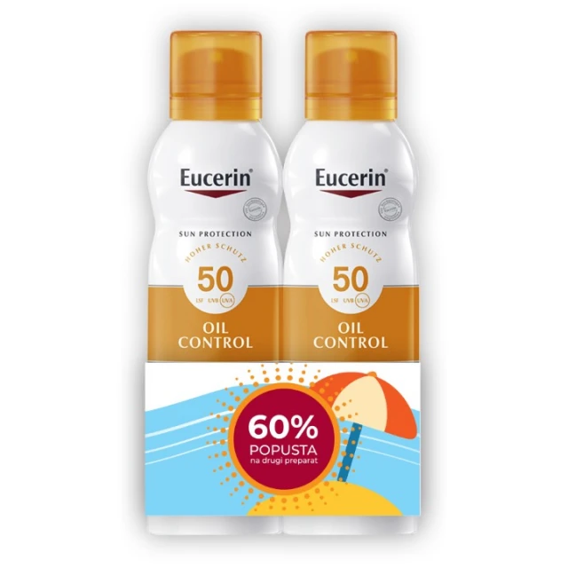EUCERIN BOX SUN DRY TOUCH SPREJ ZA ZASTITU KOŽE OD SUNCA  SPF50+ 2X200ML PROMO
