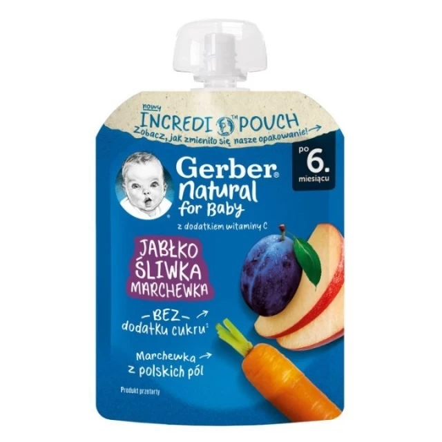 GERBER POUCH JABUKA, ŠLJIVA, ŠARGAREPA 80G