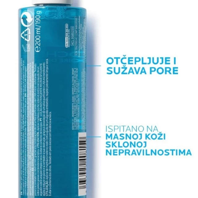 LA ROCHE-POSAY EFFACLAR ADSTRINGENTNI TONIK ZA LICE KOJI STIMULIŠE MIKROLJUŠTENJE, SUŽAVA I OTČEPLJUJE PORE 200ML