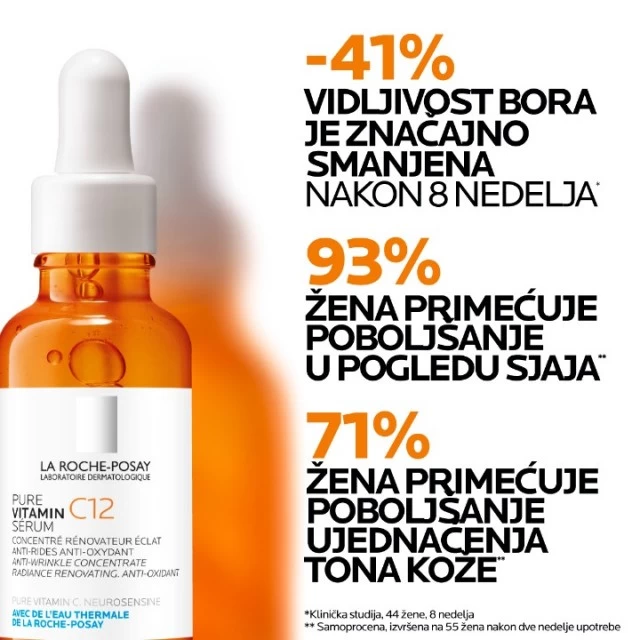 LA ROCHE-POSAY PURE VITAMIN C12 SERUM OBNAVLJAJUĆI SERUM PROTIV BORA ZA SJAJ I BLISTAVOST KOŽE S ČISTIM VITAMINOM C I SALICILNOM KISELINOM 30ML
