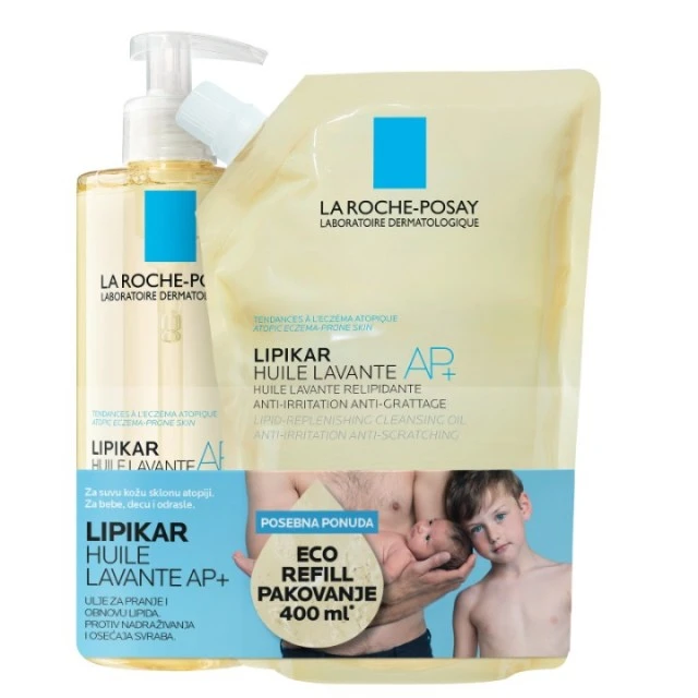 LA ROCHE-POSAY LIPIKAR ULJE ZA TUŠIRANJE AP+ 400ML + LIPIKAR ULJE ZA TUŠIRANJE AP+ 400ML REFIL