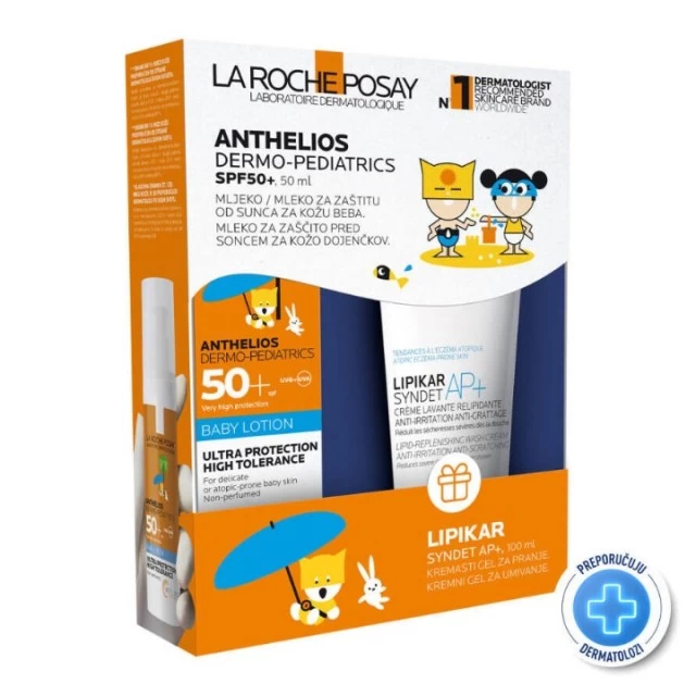 LA ROCHE-POSAY ANTHELIOS PROMO BABY MLEKO SPF50+ 50 ML + LIPIKAR SYNDET 100 ML
