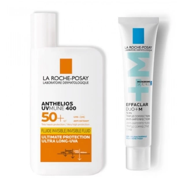 LA ROCHE-POSAY PROMO PAKET ANTHELIOS UVMUNE 400 INVISIBLE FLUID SPF50+ 50ML + LA ROCHE-POSAY EFFACLAR DUO(+) M - TROSTRUKA KOREKTIVNA NEGA 40ML