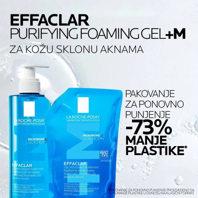 LA ROCHE-POSAY EFFACLAR PENUŠAVI GEL ZA ČIŠĆENJE MASNE, OSETLJIVE KOŽE SKLONE AKNAMA 400ML