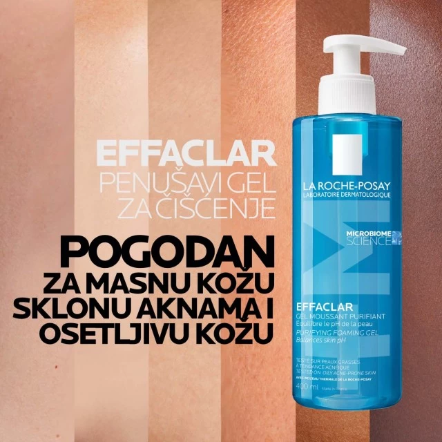 LA ROCHE-POSAY EFFACLAR PENUŠAVI GEL ZA ČIŠĆENJE MASNE, OSETLJIVE KOŽE SKLONE AKNAMA 400ML