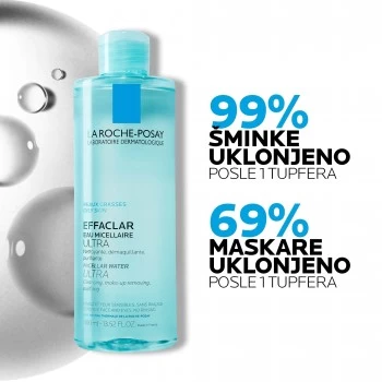 LA ROCHE-POSAY EFFACLAR MICELARNA VODA ZA ČIŠĆENJE KOŽE I UKLANJANJE ŠMINKE, MASNA I OSETLJIVA KOŽA 400ML