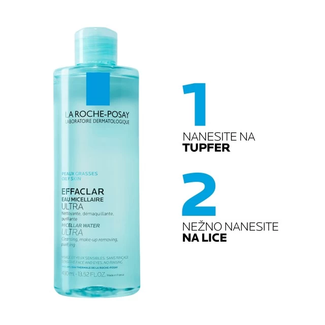 LA ROCHE-POSAY EFFACLAR MICELARNA VODA ZA ČIŠĆENJE KOŽE I UKLANJANJE ŠMINKE, MASNA I OSETLJIVA KOŽA 400ML