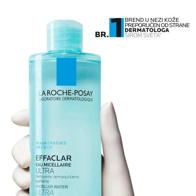 LA ROCHE-POSAY EFFACLAR MICELARNA VODA ZA ČIŠĆENJE KOŽE I UKLANJANJE ŠMINKE, MASNA I OSETLJIVA KOŽA 400ML