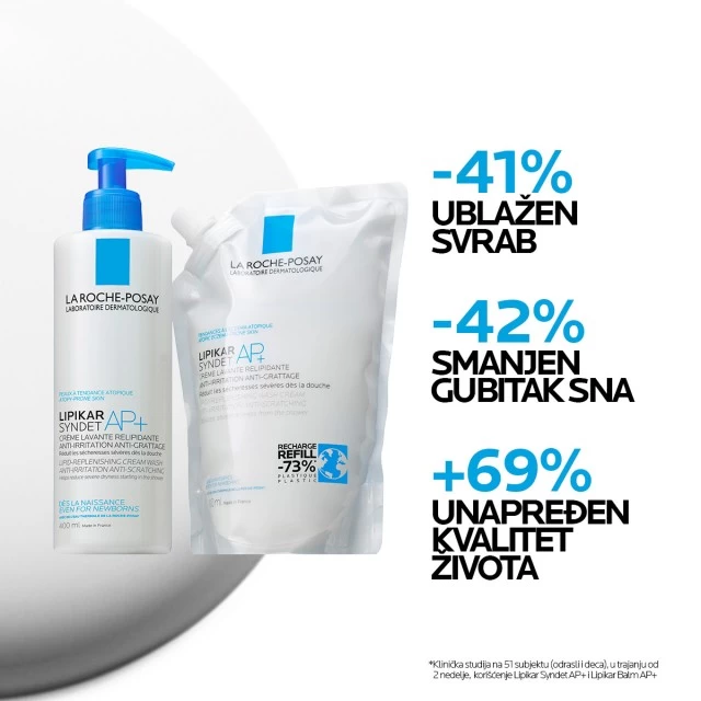 LA ROCHE-POSAY LIPIKAR SYNDET AP+ KREMASTI GEL ZA TUŠIRANJE OBOGAĆEN LIPIDIMA ZA SVAKODNEVNO PRANJE OSETLJIVE SUVE KOŽE S OSEĆAJEM SVRABA I IRITACIJA , POGODNO ZA BEBE, DECU I ODRASLE 200ML