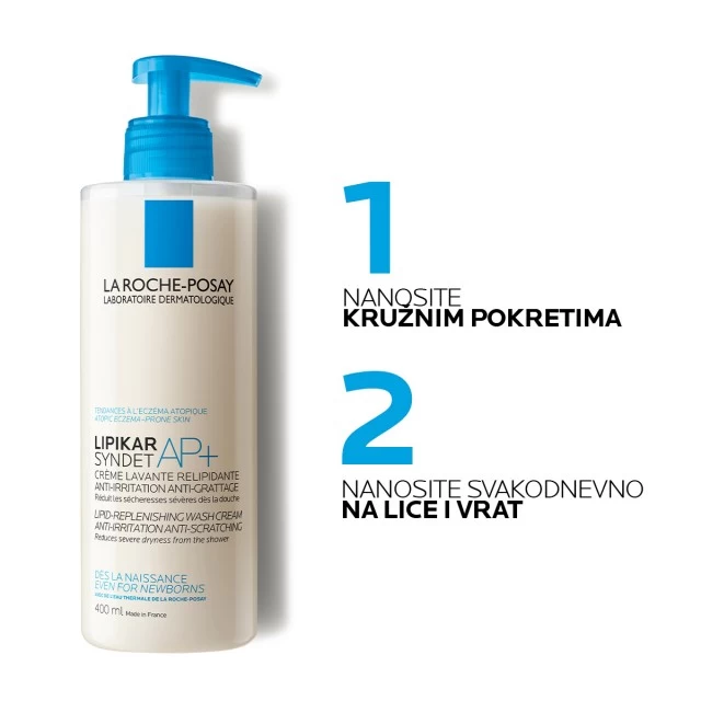 LA ROCHE-POSAY LIPIKAR SYNDET AP+ KREMASTI GEL ZA TUŠIRANJE OBOGAĆEN LIPIDIMA ZA SVAKODNEVNO PRANJE OSETLJIVE SUVE KOŽE S OSEĆAJEM SVRABA I IRITACIJA , POGODNO ZA BEBE, DECU I ODRASLE 200ML