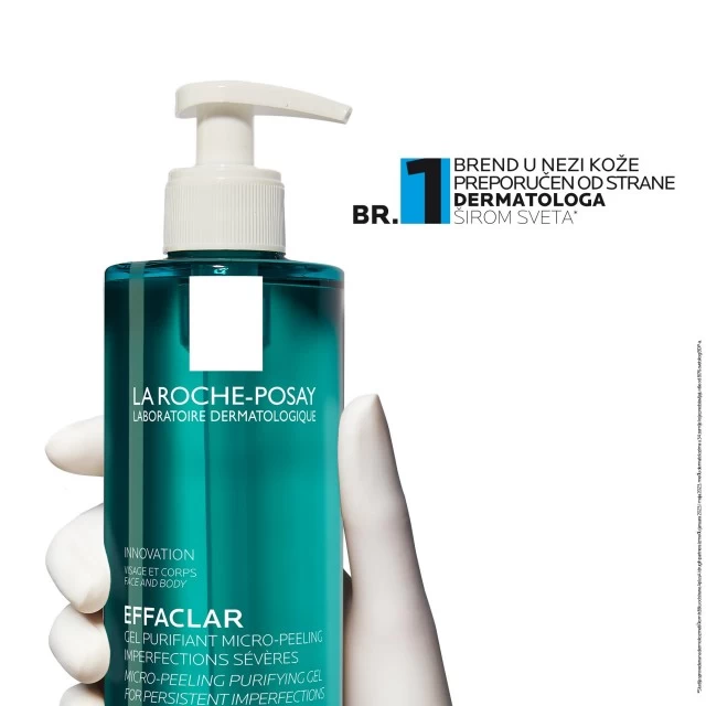 LA ROCHE-POSAY EFFACLAR PROČIŠĆAVAJUĆI MIKRO-PILING GEL ZA ČIŠĆENJE LICA I TELA, ZA MASNU KOŽU 200ML