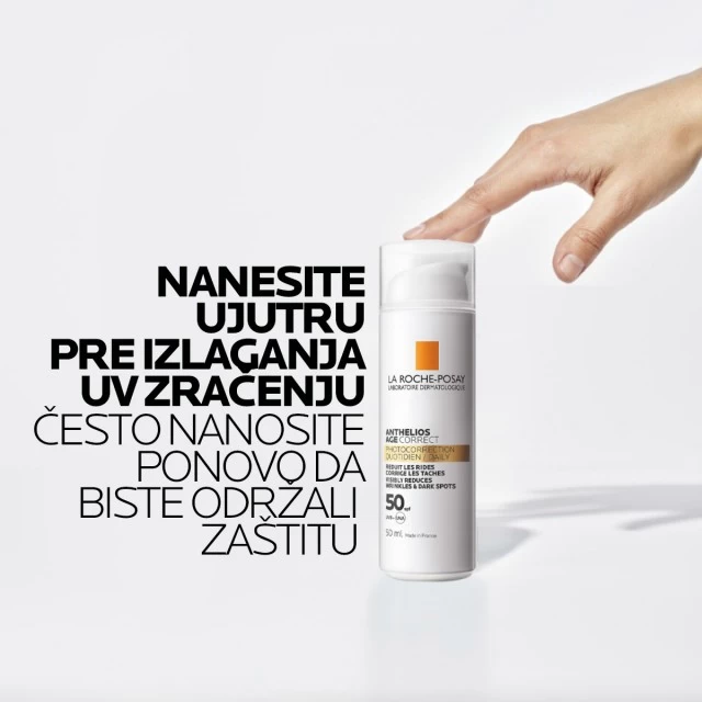 LA ROCHE-POSAY ANTHELIOS AGE CORRECT SPF50 DNEVNA ZAŠTITA OD SUNCA KOJA ISPRAVLJA ZNAKOVE STARENJA, BORE, TAMNE MRLJE I ELASTIČNOST, 50 ML