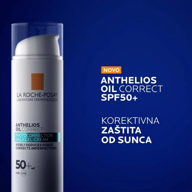 LA ROCHE-POSAY ANTHELIOS OIL CORRECT SPF50+ GEL-KREMA ZA ZAŠTITU OD SUNCA I ZA FOTOKOREKCIJU, VIDLJIVO UMANJUJE PORE I KORIGUJE NEPRAVILNOSTI, 50 ML