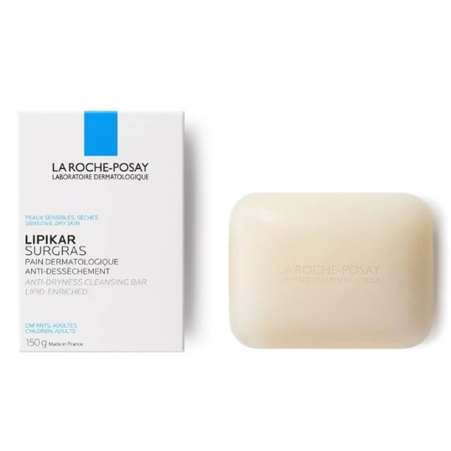 LA ROCHE-POSAY LIPIKAR SURGRAS TVRDI SINDET (SAPUN)OBOGAĆEN LIPIDIMA ZA SVAKODNEVNO PRANJE OSETLJIVE SUVE KOŽE PRAĆENE OSEĆAJEM NEPRIJATNOSTI, POGODNO ZA DECU I ODRASLE 150G
