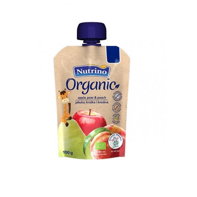 NUTRINO ORGANIC PAUČ VOĆNA KAŠA - JABUKA, KRUŠKA, BRESKVA 100G