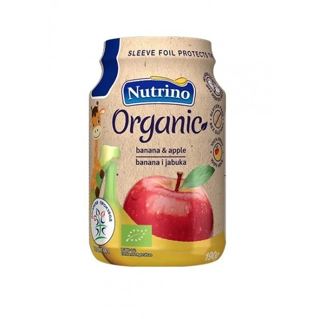 NUTRINO ORGANSKI PIRE OD VOĆA - BANANA I JABUKA 190G