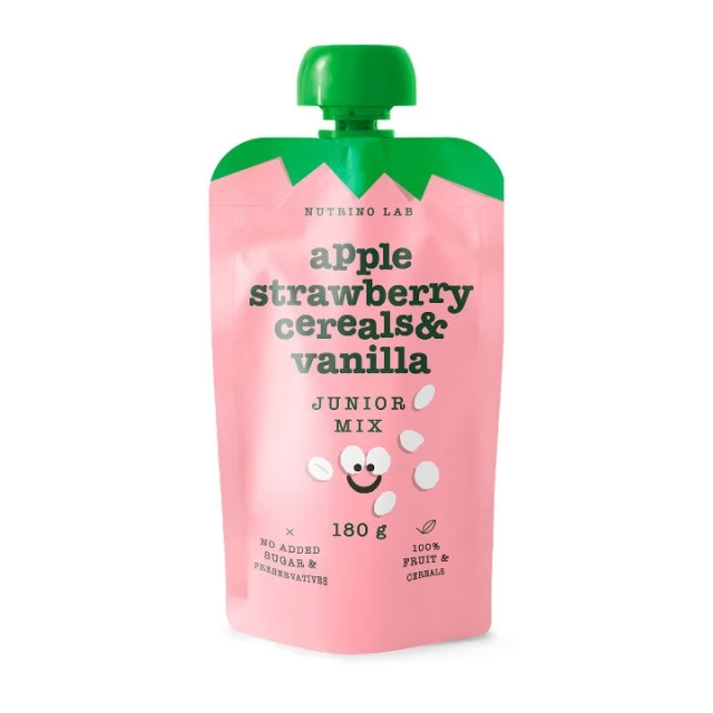 NUTRINO JUNIOR voćni mix - Jabuka, jagoda, žitarice, vanila 180G