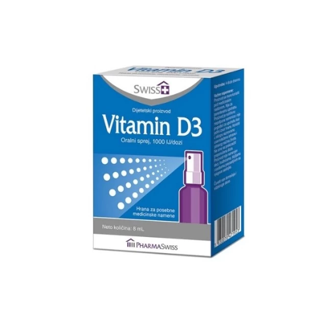 SWISS PLUS VITAMIN D3 SPREJ 1000 IJ 8ML