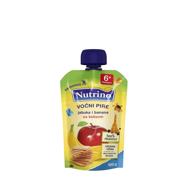 NUTRINO VOĆNI PIRE - JABUKA I BANANA SA KEKSOM 100G
