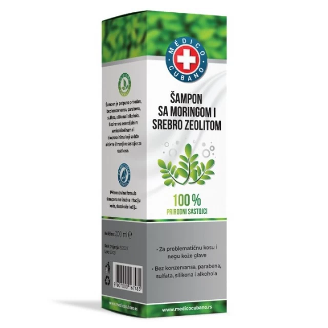 MEDICO CUBANO ŠAMPON SA MORINGOM I SREBRO ZEOLITOM 200ML MEDICO CUBANO ŠAMPON SA MORINGOM I SREBRO ZEOLITOM 200ML