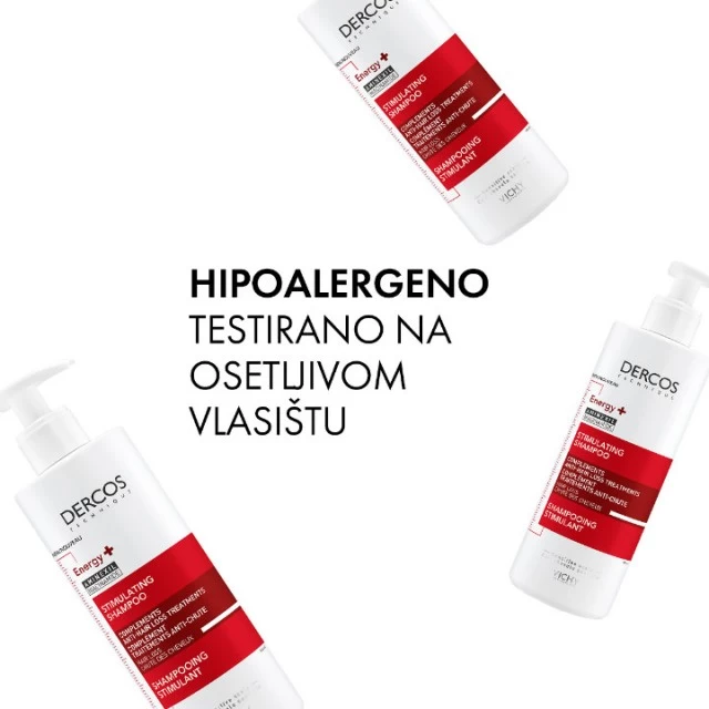 VICHY DERCOS ENERGETSKI ŠAMPON PROTIV GUBITKA KOSE SA AKTIVNIM SASTOJKOM AMINEXILOM I VITAMINIMA PP, B5 I B6 400ML - PROMO