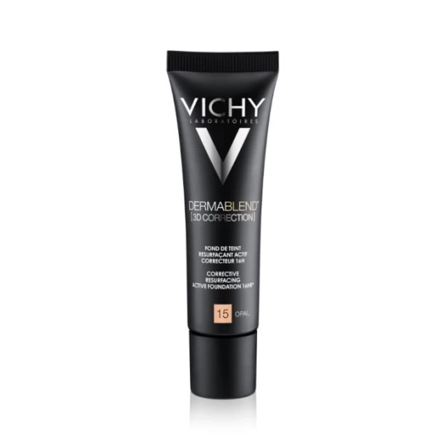 VICHY DERMABLEND 3D CORRECTION SPF 25 KOREKTIVNI PUDER ZA MASNU KOŽU SKLONU AKNAMA S VISOKIM STEPENOM PREKRIVANJA 30 ML 15 OPAL