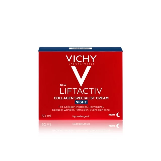 VICHY LIFTACTIV COLLAGEN SPECIALIST NOĆNA NEGA ZA KOREKCIJU BORA, ČVRSTINE I BLISTAVOSTI KOŽE S VITAMINOM C I ANTI-AGEING PEPTIDIMA 50ML