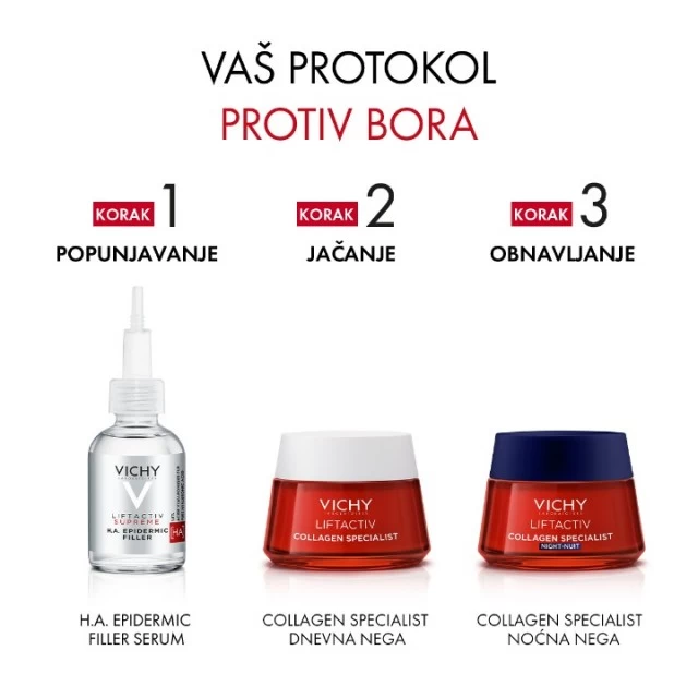 VICHY LIFTACTIV COLLAGEN SPECIALIST NOĆNA NEGA ZA KOREKCIJU BORA, ČVRSTINE I BLISTAVOSTI KOŽE S VITAMINOM C I ANTI-AGEING PEPTIDIMA 50ML