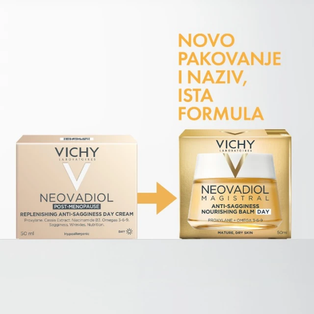 VICHY NEOVADIOL POSTMENOPAUZA HRANJIVA DNEVNA NEGA ZA ČVRSTINU KOŽE I NADOKNADU GUBITKA LIPIDA U POSTMENOPAUZI, VRLO SUVA ZRELA KOŽA 50ML