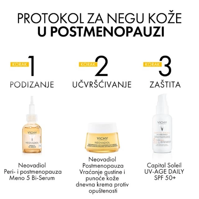 VICHY NEOVADIOL POSTMENOPAUZA HRANJIVA DNEVNA NEGA ZA ČVRSTINU KOŽE I NADOKNADU GUBITKA LIPIDA U POSTMENOPAUZI, VRLO SUVA ZRELA KOŽA 50ML